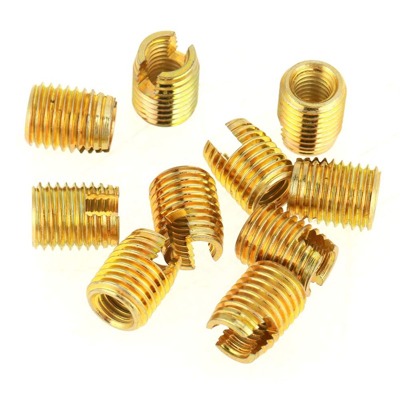 Self Tapping Threaded Inserts, 50PCS M3-M12 Carbon Steel Thread Slotted