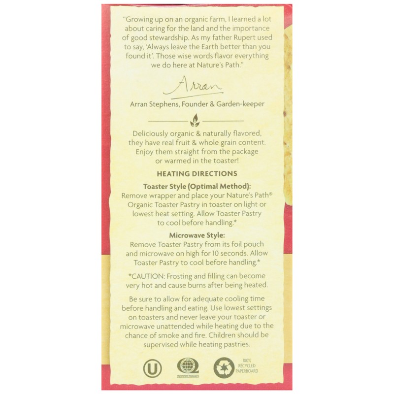 Nature's Path Toaster Pastries, Strawberry Un-Frosted, 6 ct