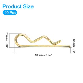 sourcing map 10Pcs 5mmx100mm Zinc-Plated Carbon Steel R Shaped Spring Cotter Pins, R Clips Cotter Pin Spring Fastener for Household Appliances, Sports Equipment, Car Mechanics Repair (Colored)