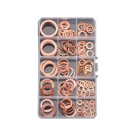 MACHSWON 178 PCS Red Copper Flat Washer Set M5-M24 Gasket Plain Washer Kit Screw Fastener Hardware Assortment Accessories