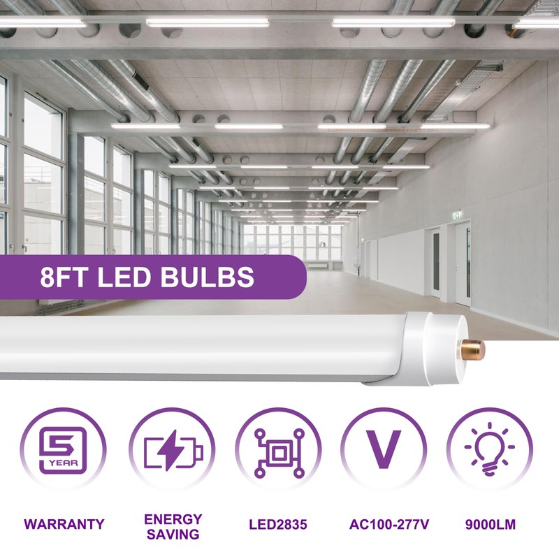 ELEKICO 8FT Led Bulbs, Double Row Super Bright 72W 5000K