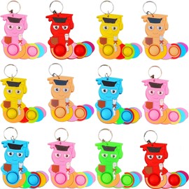 Roaqua 20 Packs Bulk Mini Pop Caterpillar Keychain fidgets Bubble hoilday Summer Party Favors Classroom Students Gifts Teacher