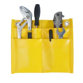 KUNN Firefighter 4-Pocket Tool Pouch Inside Turnout Coat Bunker Pocket Durable Tool Organizer with 2-Eyelet, Yellow