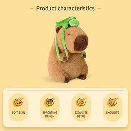 Wanwu World Capybara Plush 9 Inch Capybara Stuffed Animal Cute Stuffed Capybara Toy with Turtle Backpack Soft Plushies Capybara Gift for Kids Boys Girls