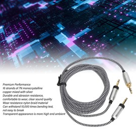 Headphone Sound Cable Replacement, Compatible for Focal Elegia, Glear MG, Celestee, Stellia, Elear, Clear, Radiance Headphones, Wide Compatibility for 3.5mm Male Jack, 4.3ft Length