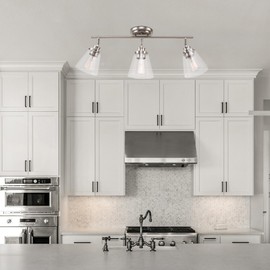 GLOBE Electric 59628 Jackson 3-Light Track Lighting, Brushed Nickel, Clear Glass Shades, Silver, Bulb Not Included