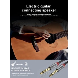 ANYPLUS Guitar Cable, 3 m, 6.35 mm Cable Jack to Jack, Fish Wire Braided 6.35 mm Stereo Instrument for Guitar, Bass Amplifier, Key Instrument, Electronic Piano, etc.