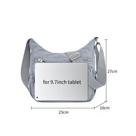 NOTAG Women's Shoulder Bag, Lightweight Multiple Pockets, Shoulder Bag, Waterproof, Sporty Shoulder Bag, Multifunctional Nylon Handbag, gray, Utility