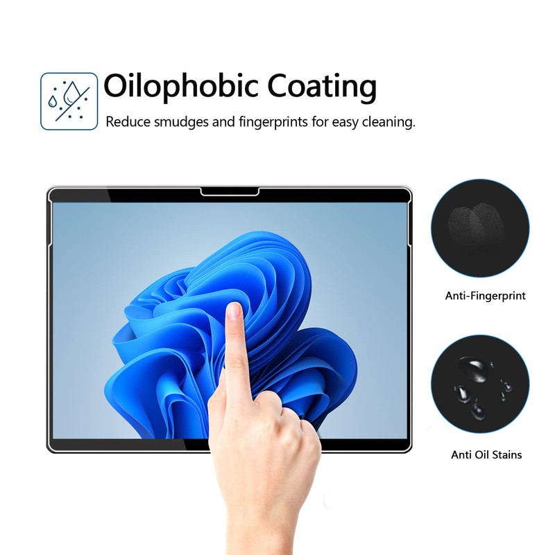 【2枚入】MEGOO ガラスフィルム Surface Pro 9/Pro 8/X 2022（13インチ）専用 液晶保護フィルム 指紋防止/高透過率/9H高硬度/貼り付けやすい サーフェイス用強化フィルム