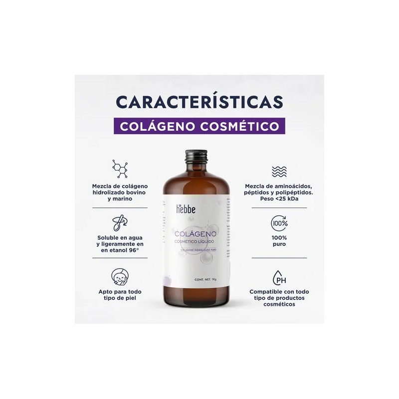 Colgeno Hidrolizado Lquido Hebbe Cosmetics 1kg Rejuvenecedor Piel Cabello