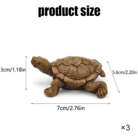 JDCMEI 3 Stück Schildkröte Deko, Schildkröte Figur 7cm lang, kleine Tierfigur aus Kunstharz, Teichdeko für Draußen für Kleine Gärten, Landschaften und Balkondekorationen
