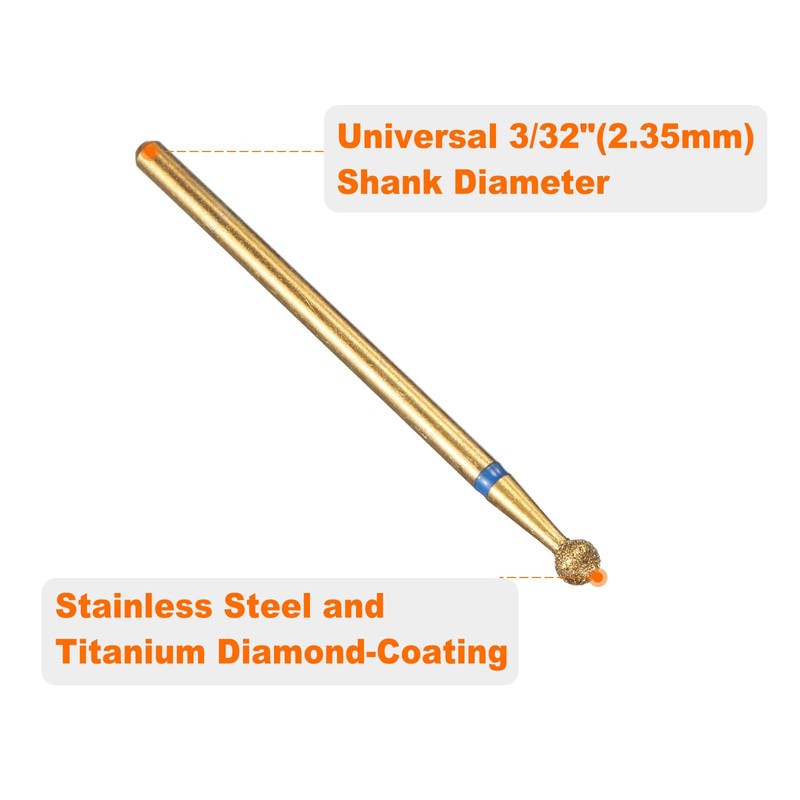 sourcing map 5pcs 120-140 Grits Diamond Grinding Bit 3mm Inverted