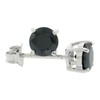 925 Sterling Silver Black Onyx CZ Studs, Round Cut CZs