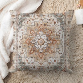 Ethnic Bohemian Pillow Covers 20X20 Inch Vintage Tribal Turkish Carpet Pattern Throw Pillow Covers Super Soft Farmhouse Decorative Pillows for Living Room Bedroom Outdoor