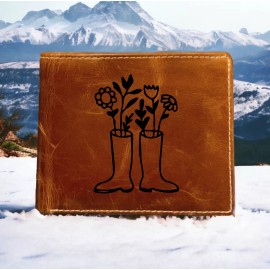 Texan Customs Boots Flowers Leather Wallet Bifold Premium Quality Buffalo Garden Floral NEW