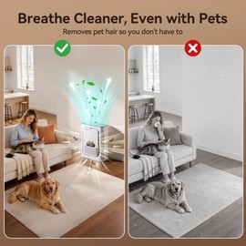 Meowant Air Purifiers for Home Pets, U-Shaped Air Inlet Pet Air Purifier for Home, H13 HEPA Filter, Washable Pre-Filter, PM2.5 Air Quality Monitor, Air Cleaner for Pet Hair Dander Odor
