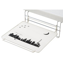 Yoshikawa 1305506 Black Cat Kitchen Simple Table for Sink Front, White, Folding Storage