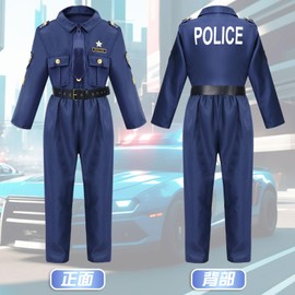 Apparlxer Detective Costume, Children's Uniform Set, Halloween Cosplay, Kids Costume, Top + Pants + Hat + Sunglasses + Belt + Tie + Toy Baton + Handcuffs + Radio + Detective Notebook + Whistle + Badge