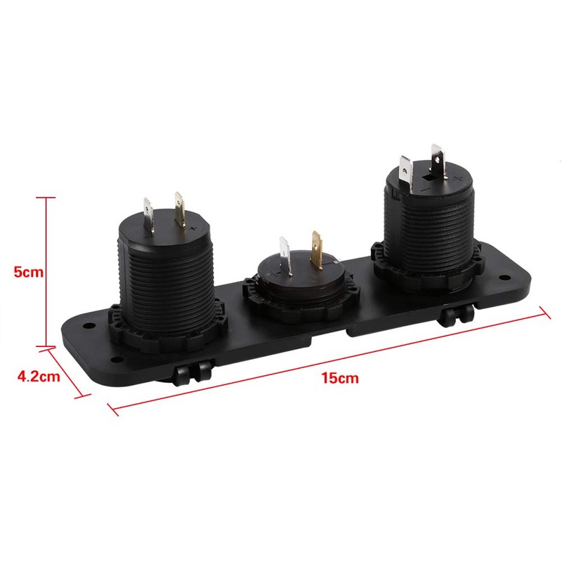 Dual USB Car Charging Socket, Car Boat Charger, 3 Hole