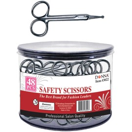 DONNA Safety Scissors 48pcs Small Scissor, Eyebrow Scissors, Nose Hair Scissors Round Tip Design Grooming Scissors for Hair, Eyelashes, Nose, Eyebrow Trimming, Mustache.