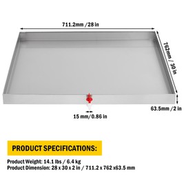 GarveeTech 28" x 30" Washing Machine Pan 304 Stainless Steel Washing Machine Drain Pan Heavy Duty Compact Washer Drip Tray with Drain Hole & Hose Adapte, 4 Pcs Anti-Vibration Washing Machine Feet