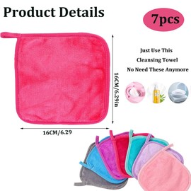 7 Pcs Make Up Remover Cloth - Face Skin Cleaning Cloth Washable Soft Facial Face Washing Pads Facial Wipe Large Reusable Removing Towels for Daily Travel Trip Outdoors