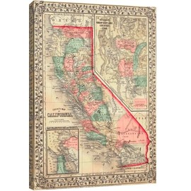 GRANDART.COM - County Map of California - Canvas Wall Art By MCA