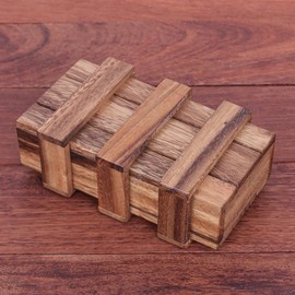 NOVICA Artisan Handmade Wood Puzzle Raintree Game Brown Woodglass Thailand Chess Sets Games Puzzles [Box 1.9in H x 5.5in W x 3.2in D 0.5in H x 0.5in W x 0.5in D] ' Double Magic'
