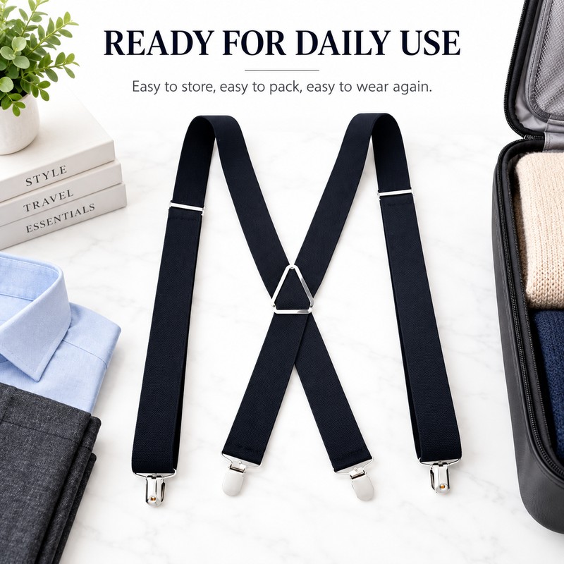 Heavy Duty Suspenders for Men – Adjustable 2-Inch Elastic X-Back