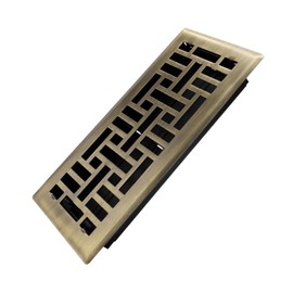 Howeall 4x10 Inches Heavy Duty Walkable Floor Register Easy Adjust Air Supply Lever Floor Vents - Seattle Design - Vent Cover for Home Floor - Antique Brass