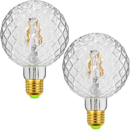 G95 Decorative Light Bulbs 4W E26 LED Filaments Light Bulbs 40W Equivalent E26 Base Clear Glass, Warm White 2700K, AC110V, G95 Inner Pineapple Vintage LED Edison Light Bulb, Pack of 2