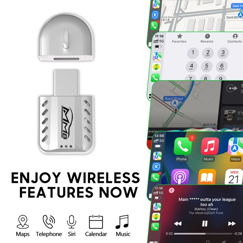 MMB Carplay Ai Box, Mini Wireless Apple Carplay Dongle ,Wired