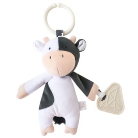 Copper Pearl On-The-Go Plush: Clip On Baby Toys for Travel, Soft Stuffed Cow Plush with Teether for Sensory Development - Colby Cow