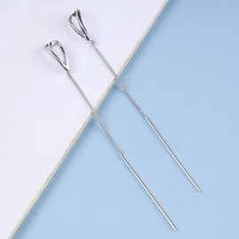 TseenYi Drop Earring Threader Earring Long Chain Tassel Threader Earring Hollow Drop Earring Silver Bar Dangle Threader Earring Jewellery for Women and Girls Gifts