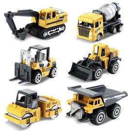 VorPrillynt Camion di Costruzione Set, 6 Pezzi Mini Camion Giocattolo per Bambini, Macchinine Giocattolo, Giocattolo per il Trasporto di Auto, Regalo