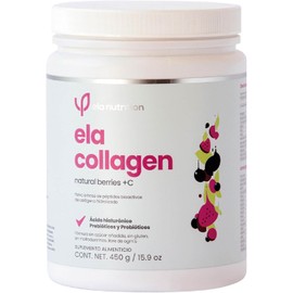 ela nutrition | ela Collagen | Natural Berries + C | Péptidos bioactivos de colágeno hidrolizado + ácido hialurónico + antioxidantes naturales + probióticos + probióticos | 450 gramos (30 porciones)