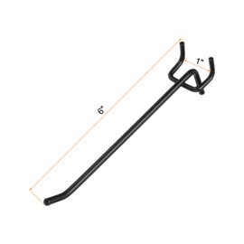 sourcing map 25pcs Pegboard Shelving Hooks 6" Stainless Steel Peg Board Display Hook Hanging Holders Wall Mount Organize Tools for Workbench Garage Kitchen Store, Black