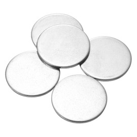 QUARKZMAN Pack of 5 Stainless Steel Disc, 1 25/32 Inch (45 mm) Diameter 0.12 Inch (3 mm) Thick 304 Stainless Steel Flat Round Plate Empty Round Circle Plate for Crafts Metal Embossing and Jewellery