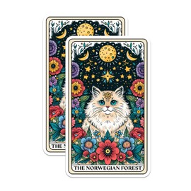(2 Pack) The Norwegian Forest Stickers - Norwegian Forest Cat Breed - for Cat Mom or Cat Dad - 5 Inches On Longest Side - Premium Vinyl - for Cars, Skateboards, Laptops - Made in USA - BMCS1228