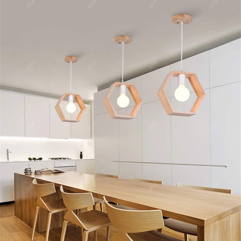 Chrasy Wooden Pendant Lamp Modern Ceiling Light Wood Lampshade Classical