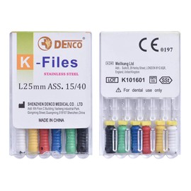 Annhua K-Files Stainless Steel Tips Root Canal Files Dental Endodontics Instrument for Removing Root Canal Wall & Dredging Root Canal (15~40# 25MM)