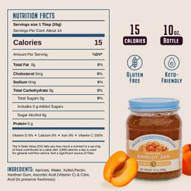 Nature's Hollow Apricot Jam: Sugar Free Jam and Preserves, Low Cal, Non GMO, Keto Jam, Vegan, Gluten Free, and Diabetic Friendly - Sugar Free Jelly - 10oz