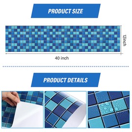 Nuanchu Vinyl Pool Liner Patch Self-Adhesive PVC Repair Patch for Swimming Pools Inflatable Boat(Stylish,12 x 40 Inch)