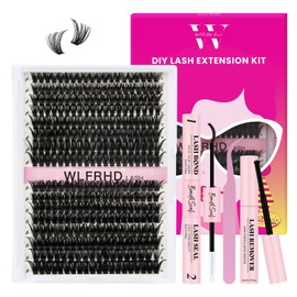 Lash Clusters Kit 320 Pcs DIY Individual Cluster Lashes D Curl Lash Extension Kit with Eyelash Bond and Seal, Remover, Tweezers Applicator Tool for False Eyelash Cluster Kit(60D+80D, Mix9-16mm Kit)