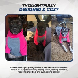 Tooth & Honey Large Dog Sweater/Pitbull/Large Dog Sweater Dog Sweatshirt/Hot Pink & Grey (XX-Large)