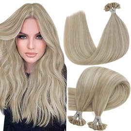 Hetto Remy Real Hair Tape-In Bonding Extensions, Ash Blonde with Bleached Blonde, Straight, No. 18/613, 50 g, 35 cm