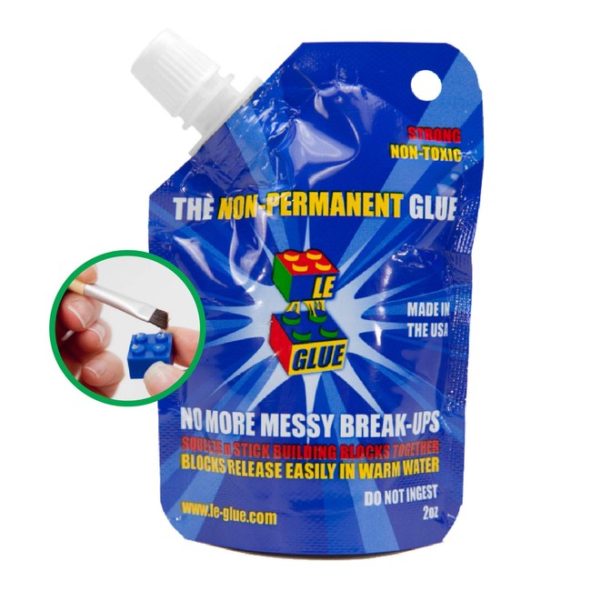 Le Glue Temporary Glue – Non-Permanent Adhesive for Plastic Building Blocks, No More Messy Break-Ups – Safe, Non-Toxic Formula – As Seen on Shark Tank, Created for Kids, by a Kid