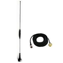 Dual Wide Band Antenna VHF 140-170 & UHF 430-470 MHz for Motorola Mobile and Base Radio, with Hole NMO Mount with PL259 Connector. BR-179 1250