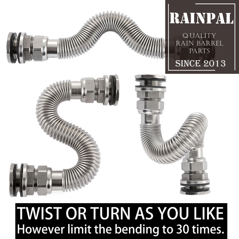RAINPAL RBLSS5 Stainless Steel Rain Barrel Linking Kit (Two Stainless