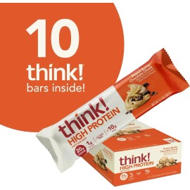 think! Protein Bars – Peanut Butter Chocolate Chunk, High Fiber – 10 Count